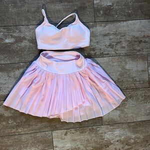 gorgeous never worn wiskii active Pink Pleated Skirt with White Top SET!!!